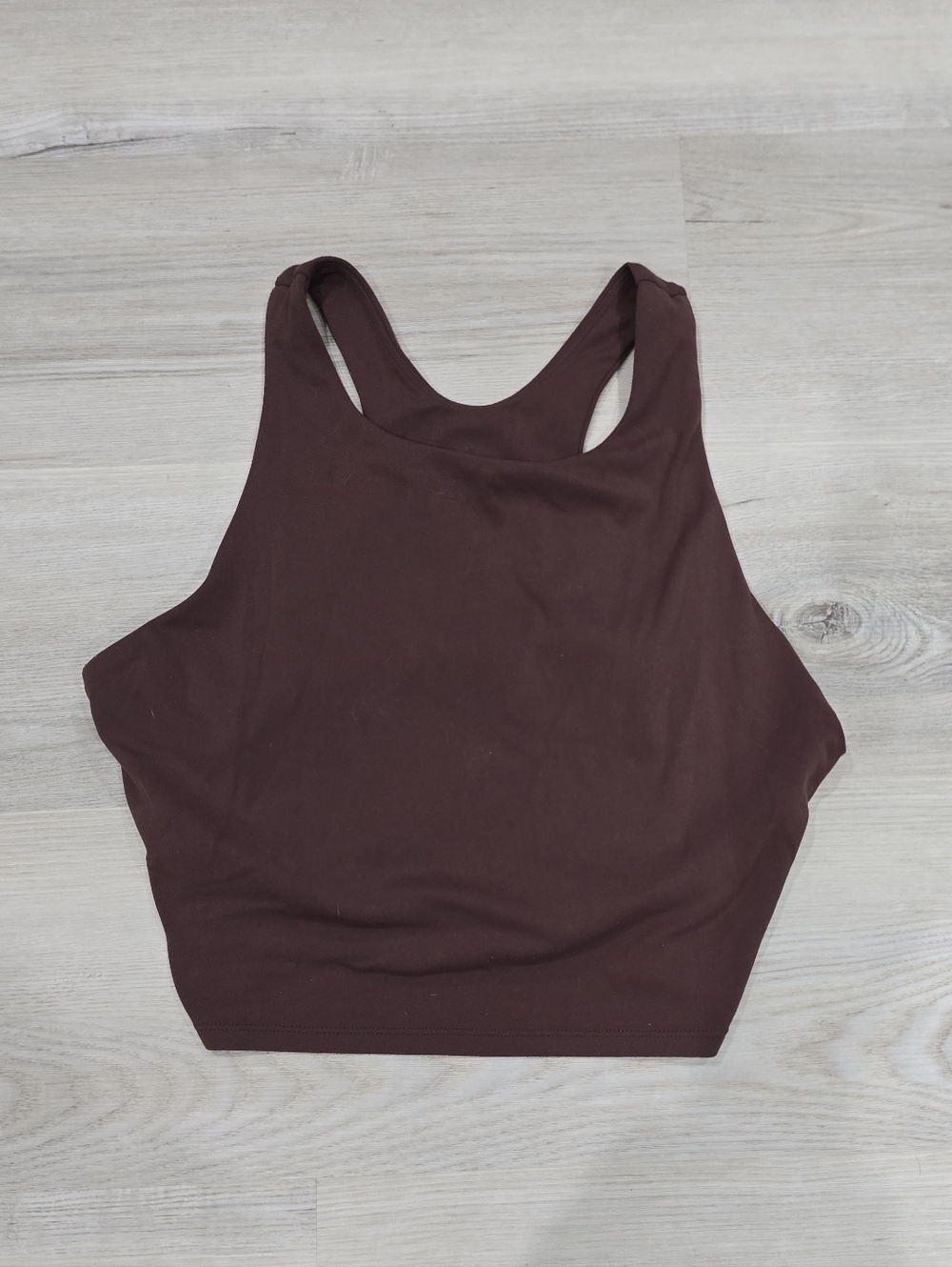 CRZ Yoga Butterluxe High Neck Racerback Tank Top Built In Bra Brown Size L